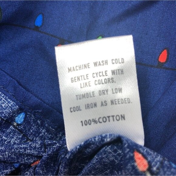 Sovereign Code Christmas Lights Shirt Mens Blue Holiday Button Short Sleeve Sz L - Picture 4 of 8